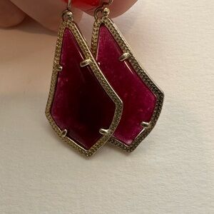 Kendra Scott Alex Drop Gold Earrings- dark red
